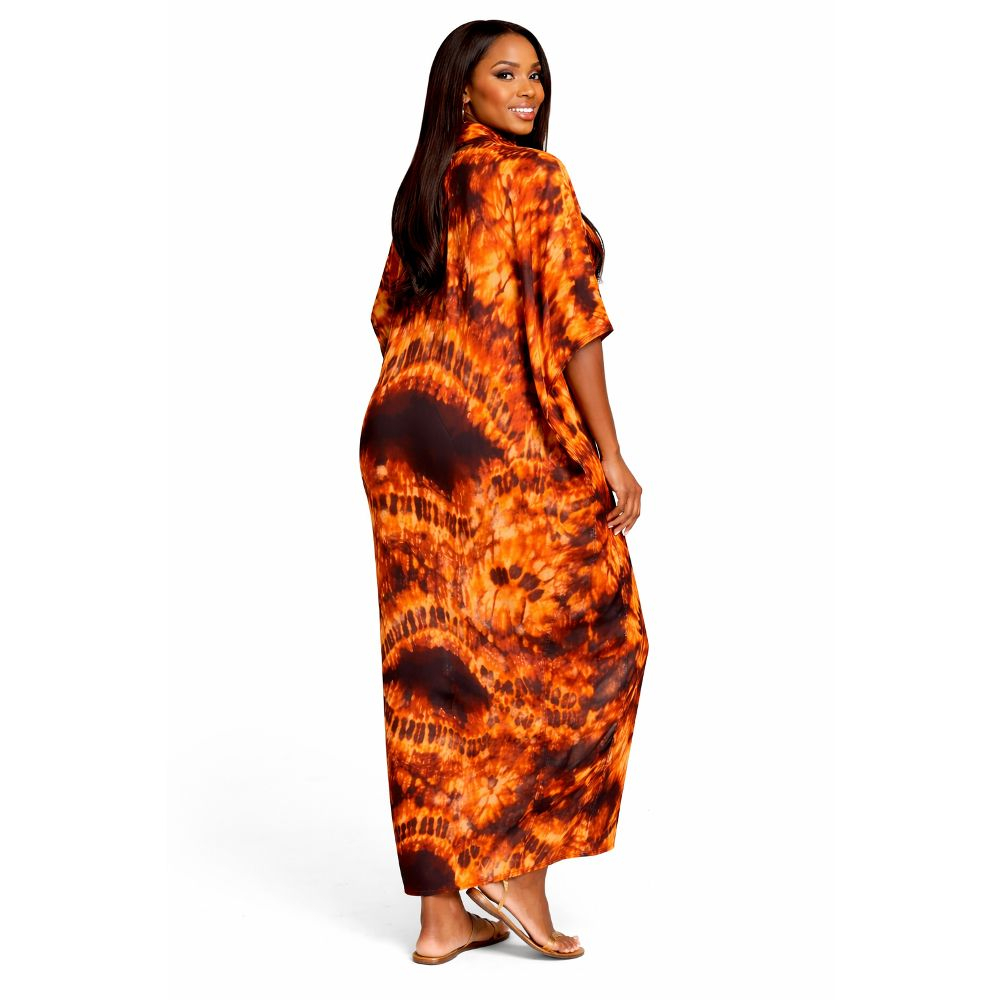 Womens Tie Dye Maxi Kaftan with Matching Headwrap